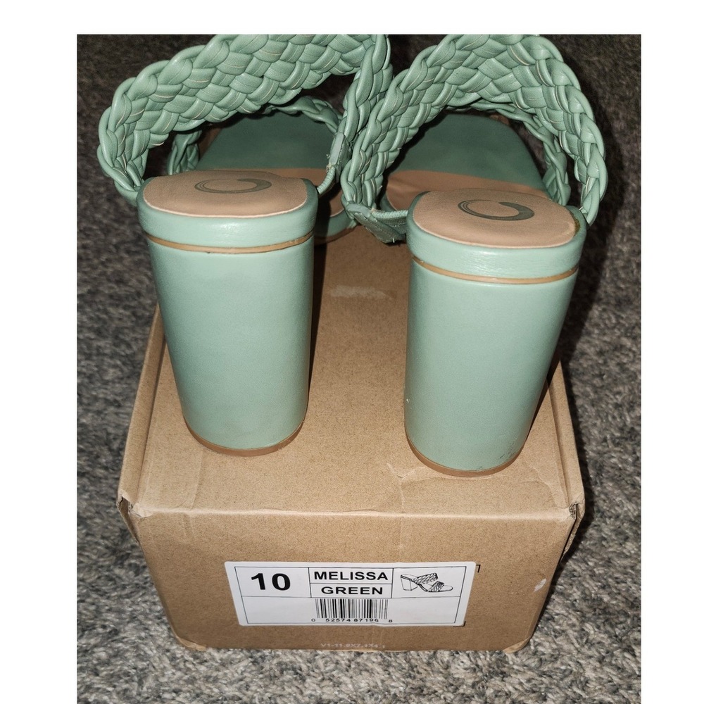 Journee Collection Melissa Green Braided Double Strap Block Heel Sandals Size 10 - Picture 2 of 4